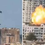 Momenti kur droni ukrainas përplaset direkt në një ndërtesë në qytetin rus