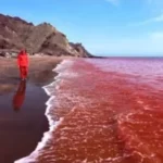 Deti i ishullit Hormuz në Iran bëhet i kuq pas reshjeve të shiut