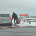 Rrugët me borë drejt Aeroportit “Adem Jashari”: Qytetarët detyrohen të ecin në këmbë